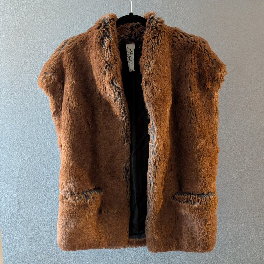 Bird by Juicy Couture Cognac Brown Faux Fur Vest Women's Sz P